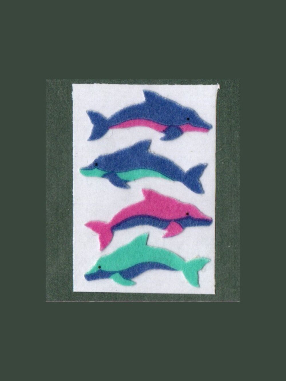 4/$20 Sandylion Fuzzy Dolphins Vintage 1980s Stickers New Backing